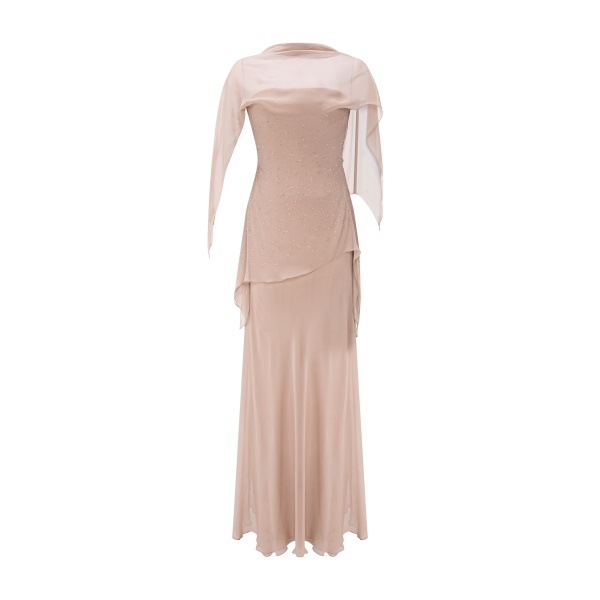 Marmar Halim Off-Shoulder Chiffon Dress With Embroidery