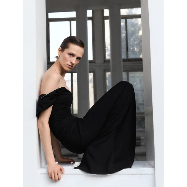 black crepe dress