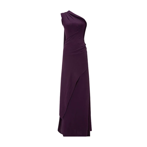 Marmar Halim One-Shoulder Crepe Dress With Cape