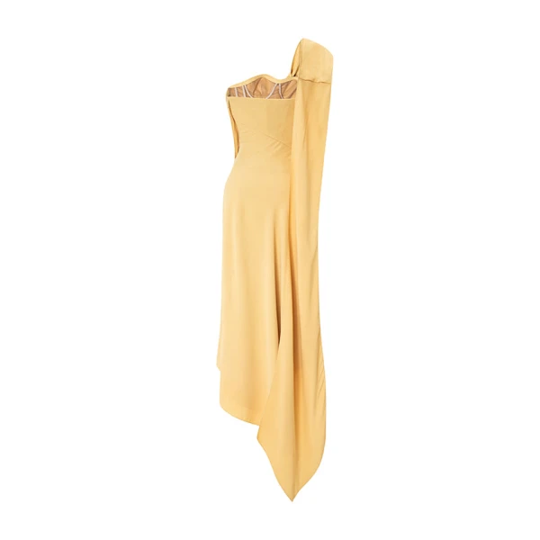 yellow crepe dress