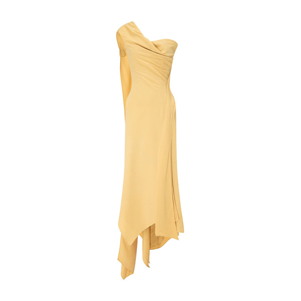 Marmar Halim One-Shoulder Crepe Dress With Wiring Outline