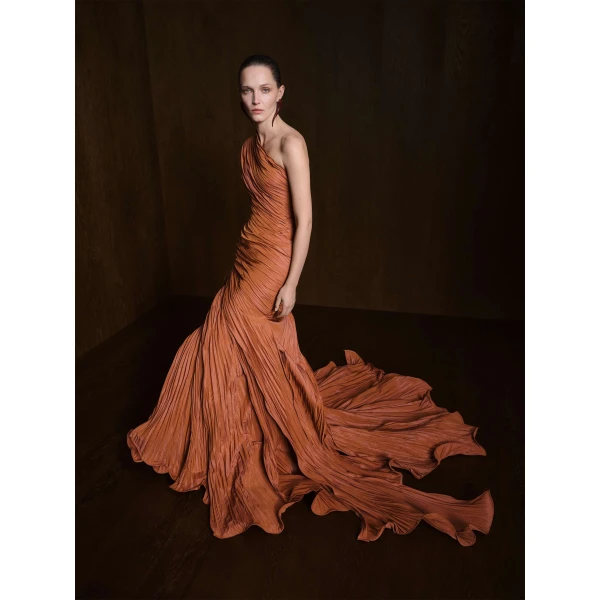 orange taffeta dress