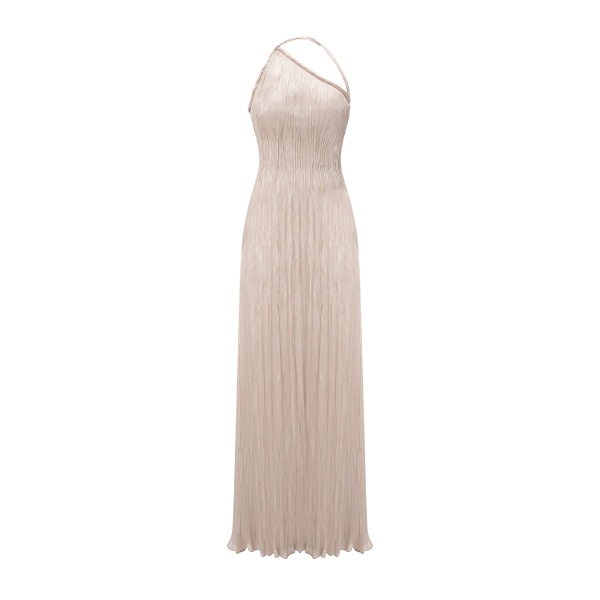 Marmar Halim One-Shoulder Pleated Silk Dress