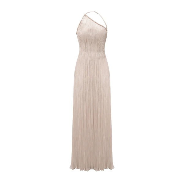 Marmar Halim One-Shoulder Pleated Silk Dress
