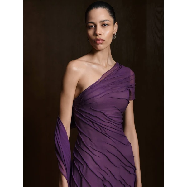 purple silk georgette dress