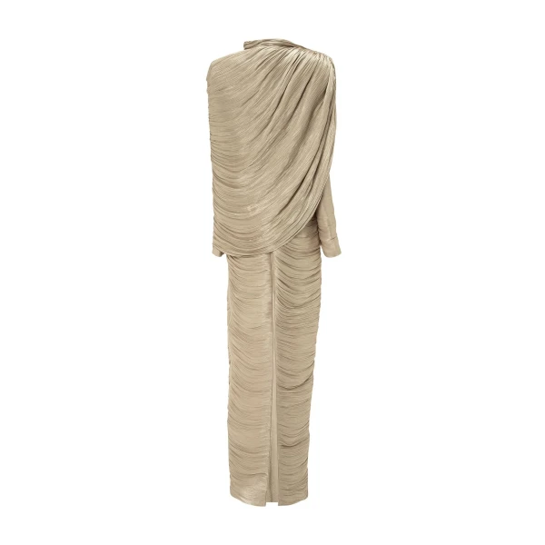 metallic silk dress