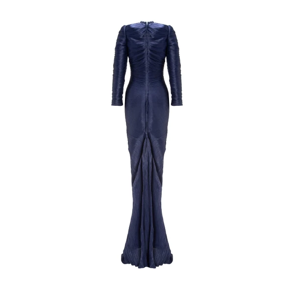 blue silk dress