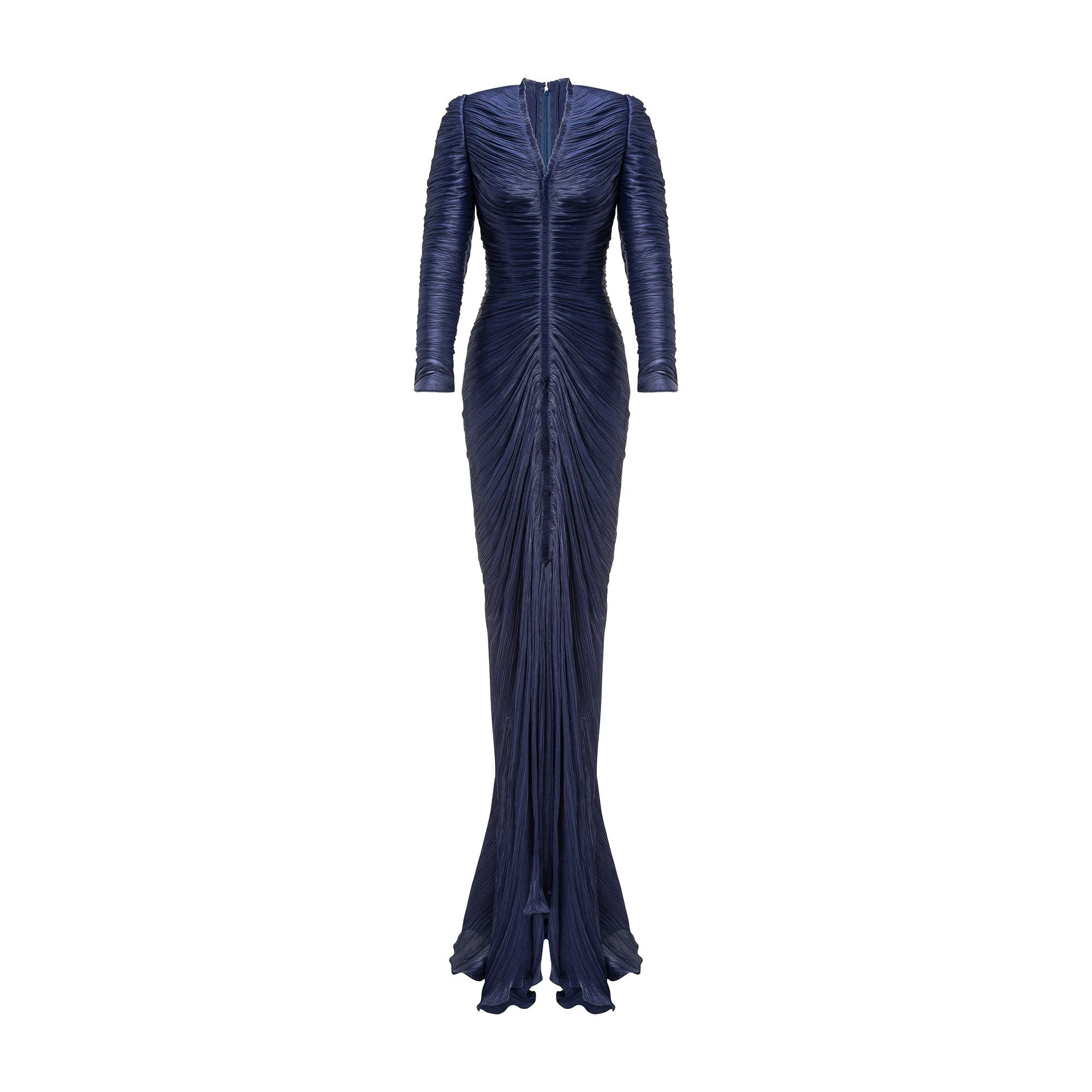 Marmar Halim Pleated Silk Dress in Navy Blue Marmar Halim Pleated Silk Dress in Navy Blue