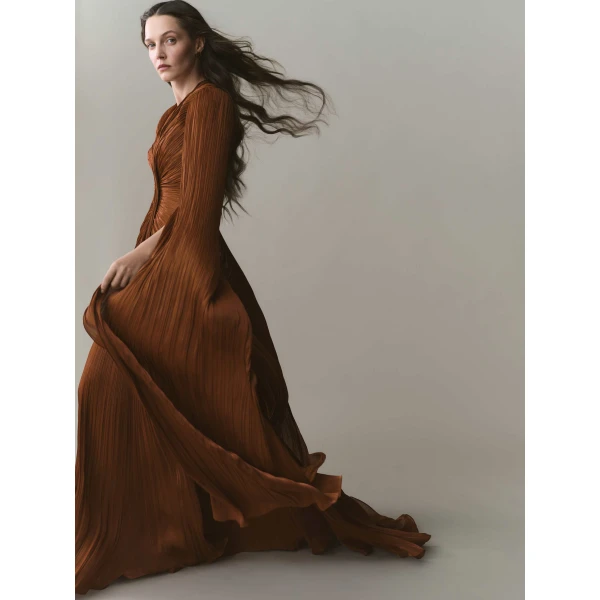 orange silk dress