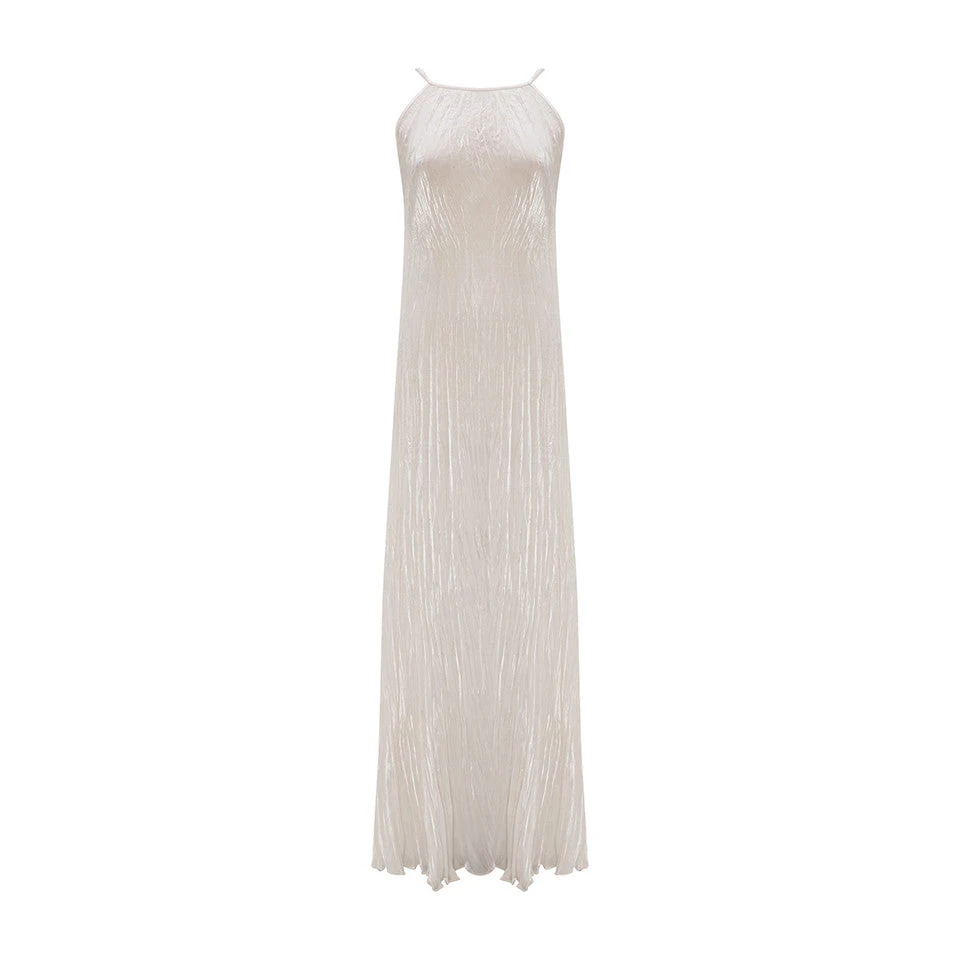 Marmar Halim Pleated Silk Roseya Straight Cut Dress Marmar Halim Pleated Silk Roseya Straight Cut Dress