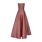 Marmar Halim Pleated Strapless Panel Cut Gown