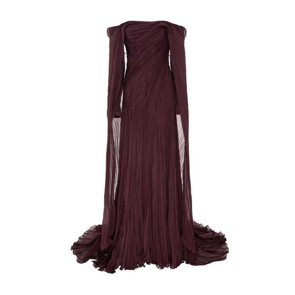 Marmar Halim Ruched Silk Georgette With Long Sleeve