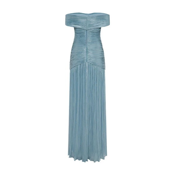 blue satin dress