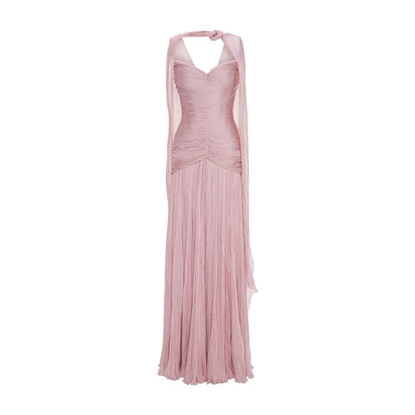 Ruched Silky Chiffon Gown