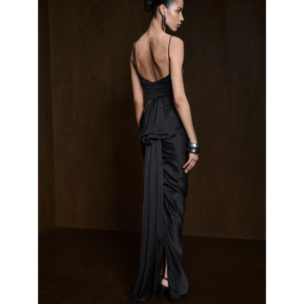 black satin dress