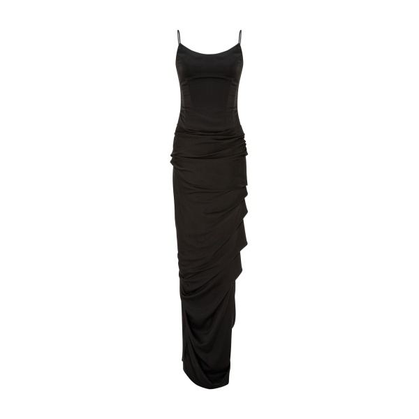 Marmar Halim Satin Dress With Train Detailed