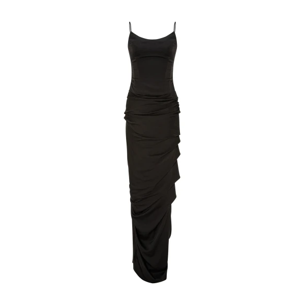 Marmar Halim Satin Dress With Train Detailed