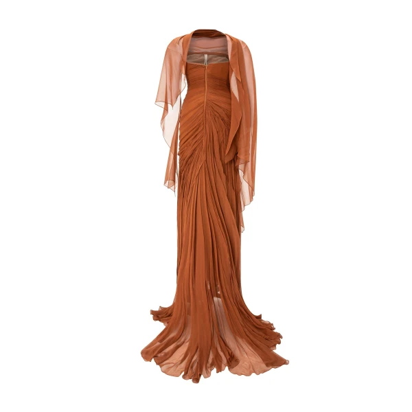 orange silk georgette dress