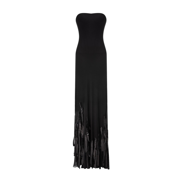 Marmar Halim Strapless Chiffon Dress With Embroidered Sequins