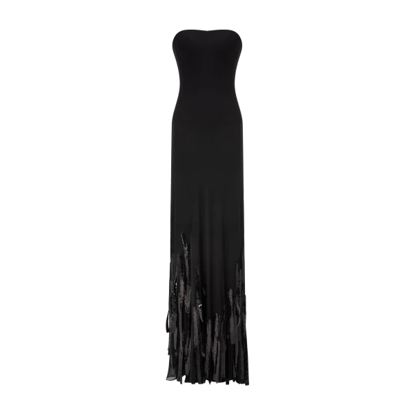 Marmar Halim Strapless Chiffon Dress With Embroidered Sequins