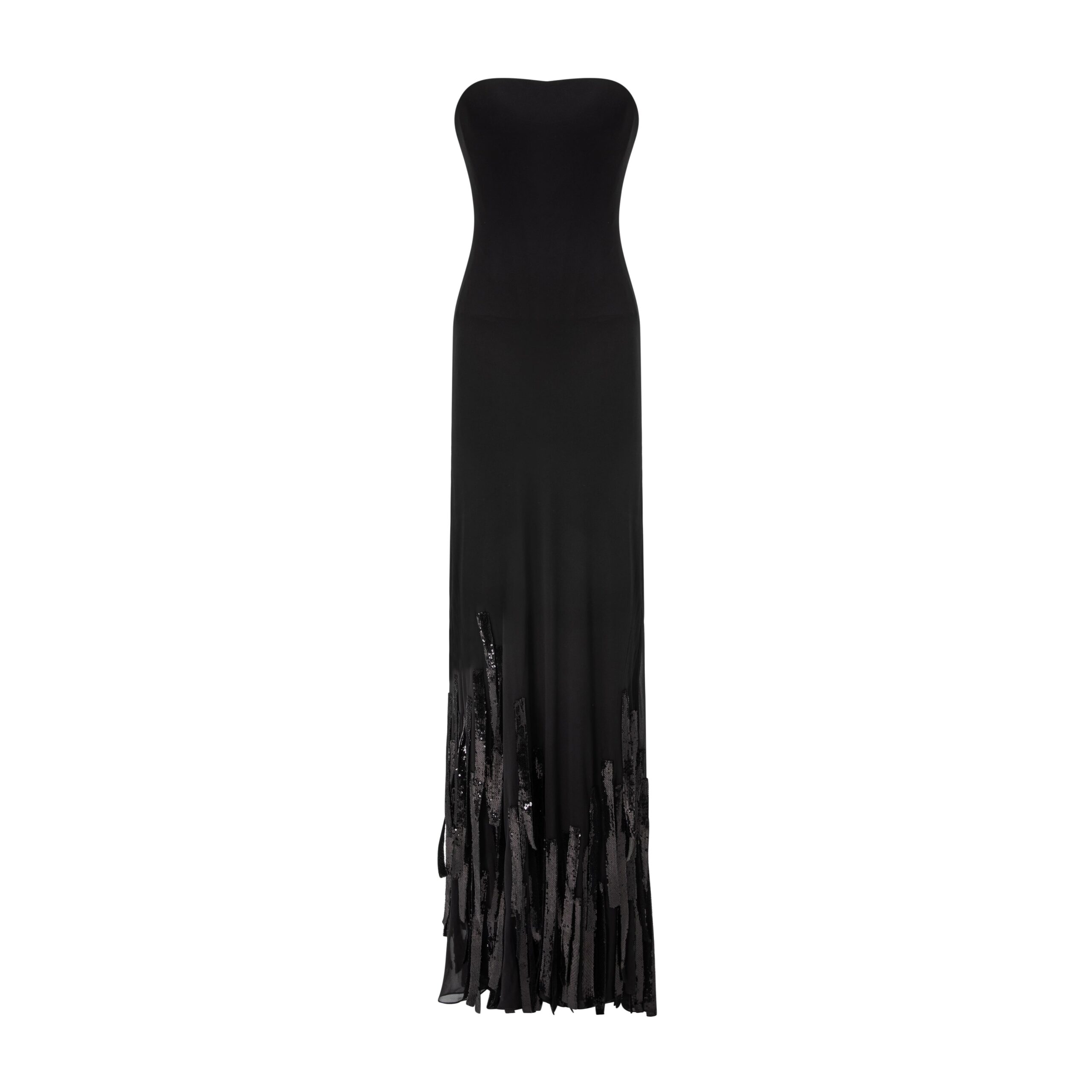 Marmar Halim Strapless Chiffon Dress With Embroidered Sequins Marmar Halim Strapless Chiffon Dress With Embroidered Sequins