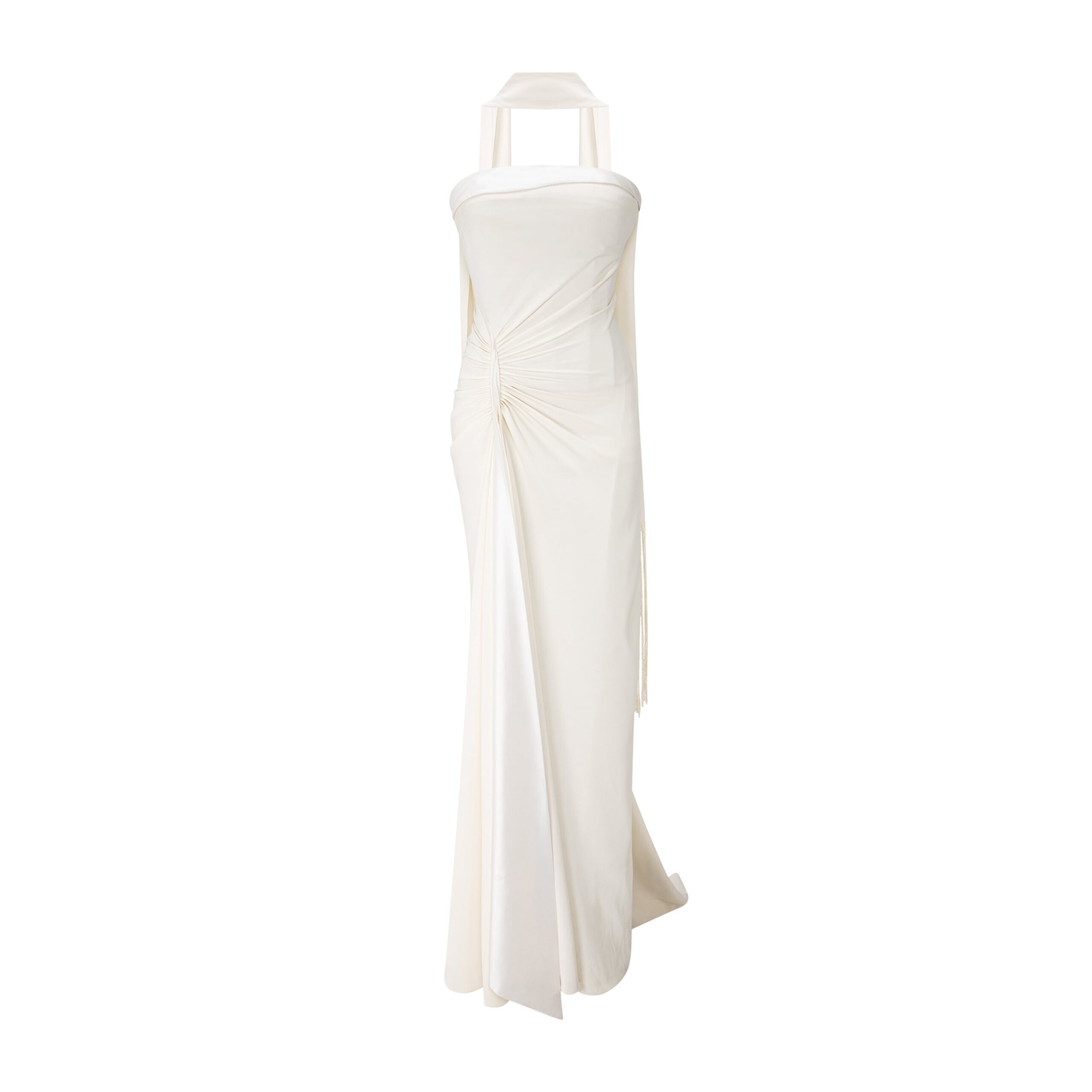 Marmar Halim Strapless Crepe Dress With Satin Detail And Scarf Marmar Halim Strapless Crepe Dress With Satin Detail And Scarf