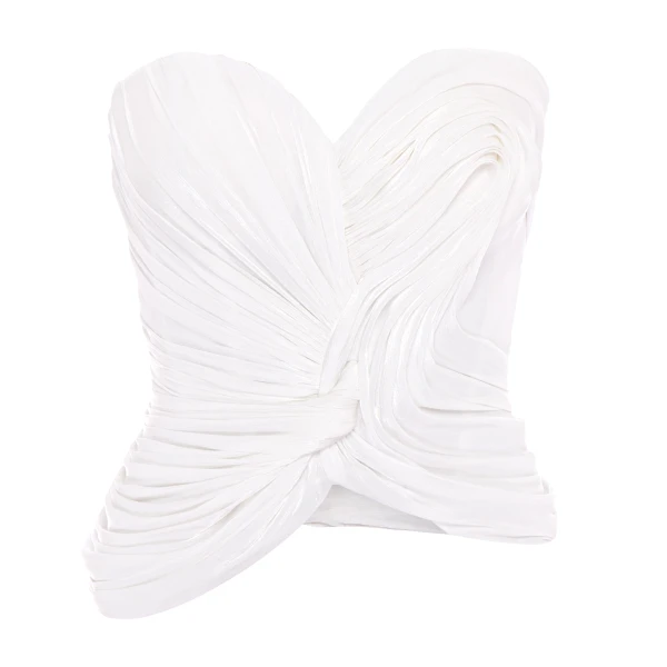 Marmar Halim Strapless Draped Satin-Like Corset