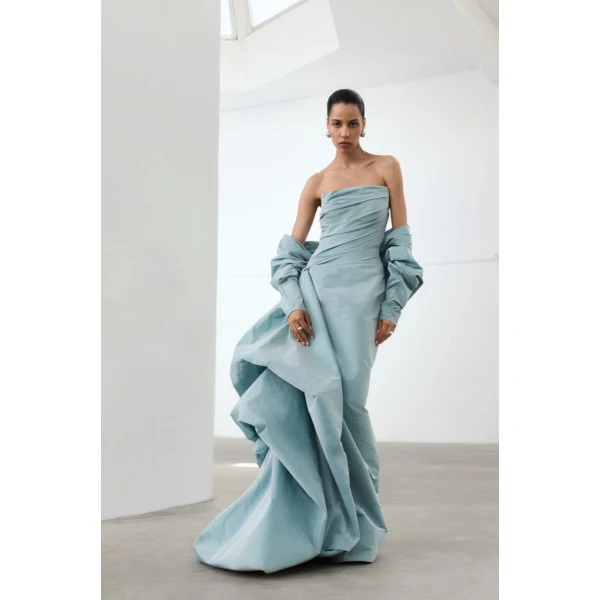 blue taffeta dress