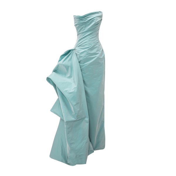 Marmar Halim Strapless Draped Taffeta Dress With Detachable Overskirt