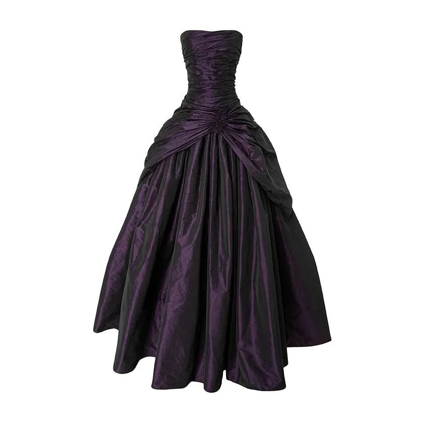 Marmar Halim Strapless Draped Taffeta Dress With Wire Outline Marmar Halim Strapless Draped Taffeta Dress With Wire Outline
