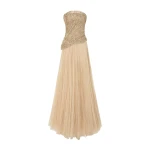 Marmar Halim Strapless Embroidered Dress With A-Line Cut Pleated Tulle