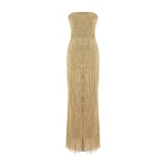 Marmar Halim Strapless Embroidered Dress in Gold
