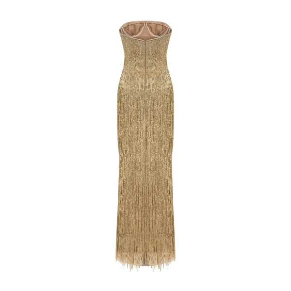 metallic beadwork dress