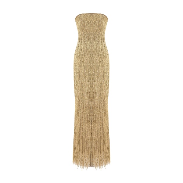 Marmar Halim Strapless Embroidered Dress in Gold