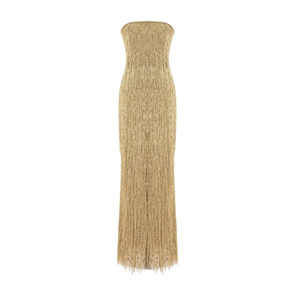 Marmar Halim Strapless Embroidered Dress in Gold