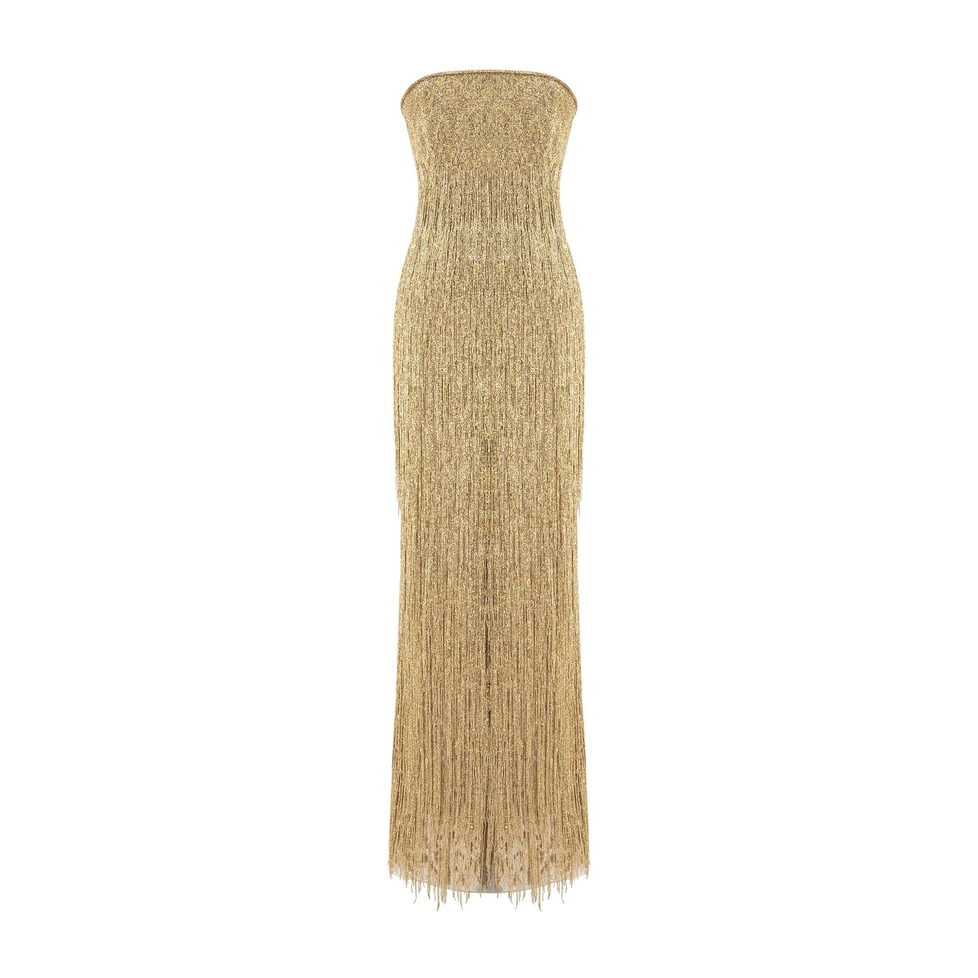 Marmar Halim Strapless Embroidered Dress in Gold Marmar Halim Strapless Embroidered Dress in Gold