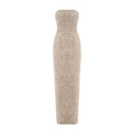 Marmar Halim Strapless Embroidered Dress in Nude