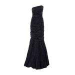 Marmar Halim Strapless Fish-Cut Hand Pleated Draped Taffeta Gown