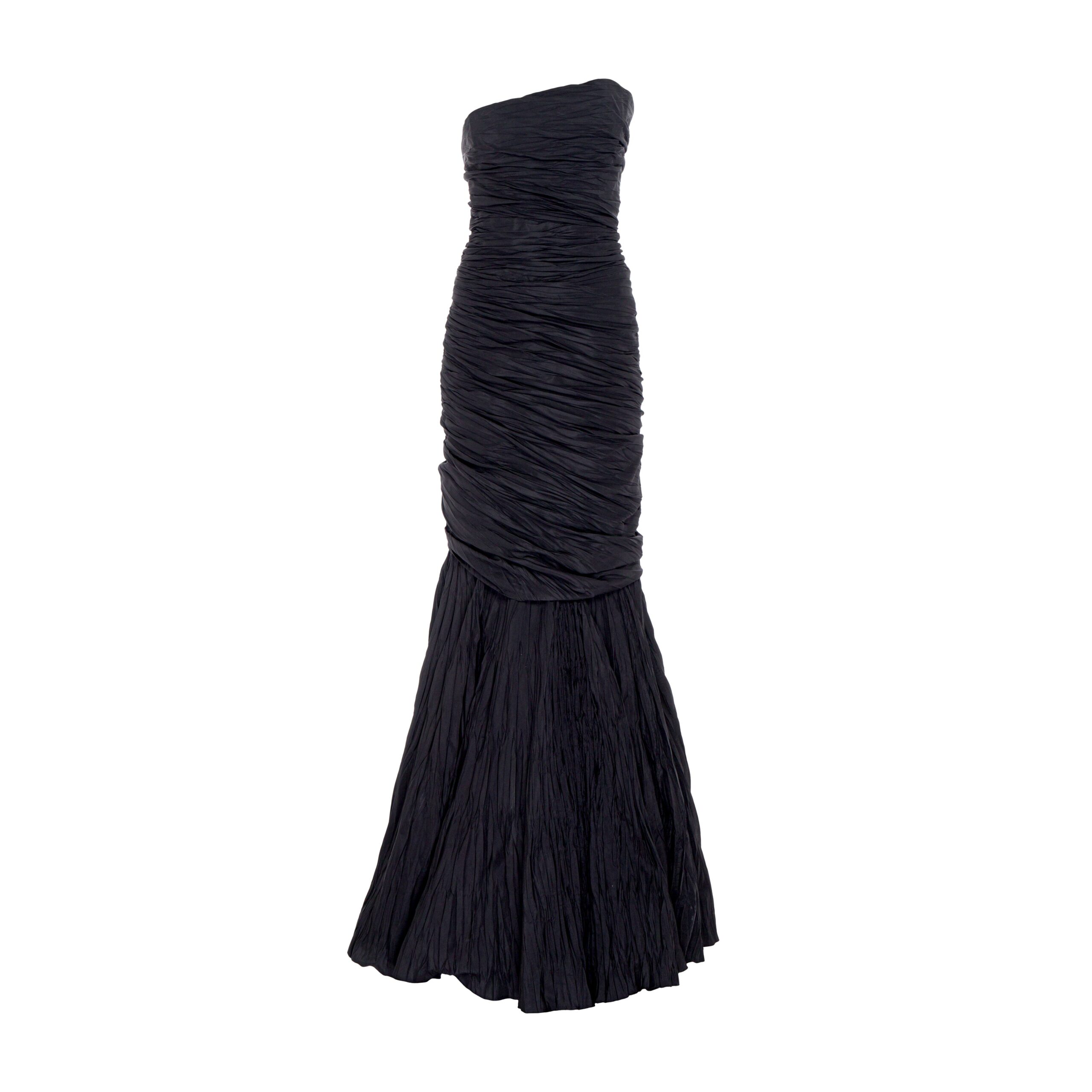 Marmar Halim Strapless Fish-Cut Hand Pleated Draped Taffeta Gown Marmar Halim Strapless Fish-Cut Hand Pleated Draped Taffeta Gown