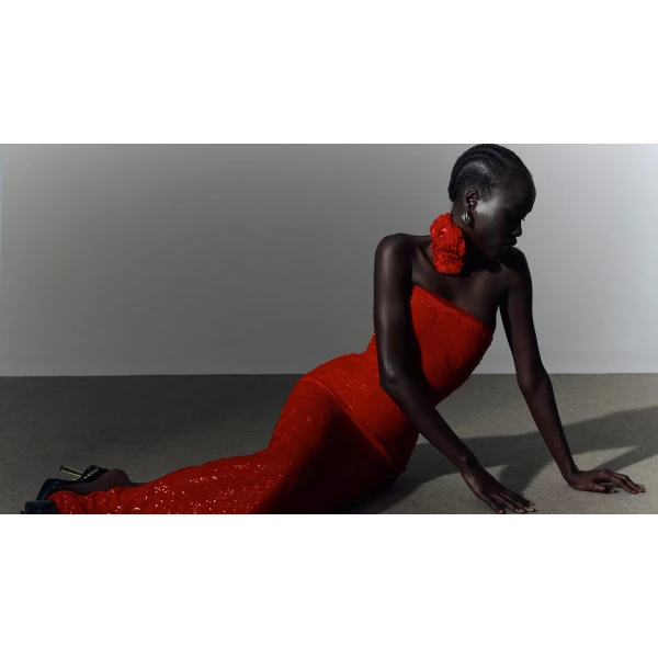 orange sequins dress