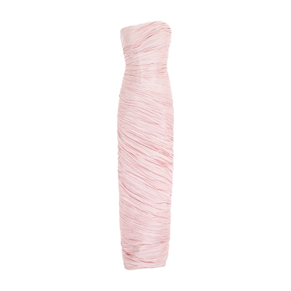 Marmar Halim Strapless Hand Pleated Draped Taffeta Dress