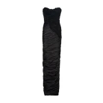 Marmar Halim Strapless Hand Pleated Draped Taftah Dress