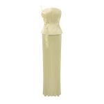 Marmar Halim Strapless Hand Pleated Silk Dress With Embroidery