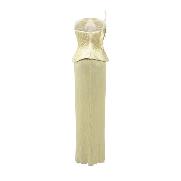 yellow silk dress