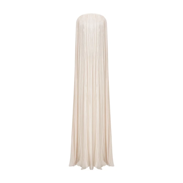 Marmar Halim Strapless Hand Pleated Silk Dress