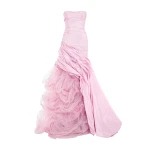 Marmar Halim Strapless Italian Tafeta Draped Gown With Hand Pleated Tulle Underneath