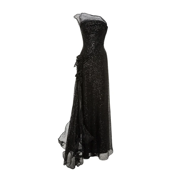 Strapless Net Lace Dress With Wire Detailing