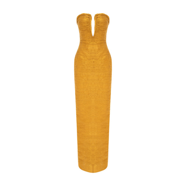 Marmar Halim Strapless Pleated Silk Dress And Detachable Cape