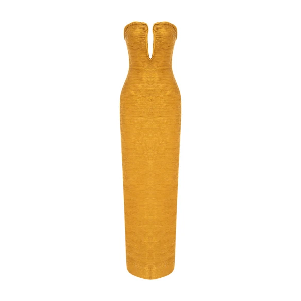 Marmar Halim Strapless Pleated Silk Dress And Detachable Cape