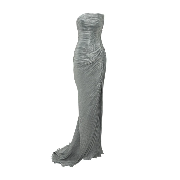 grey silk dress
